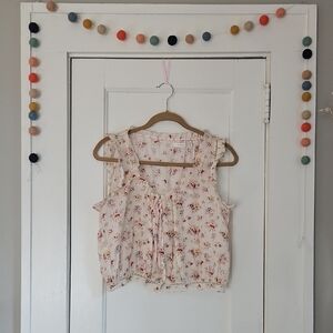 Doen Traveler Top - Floral Tank Top - Cream and Pink